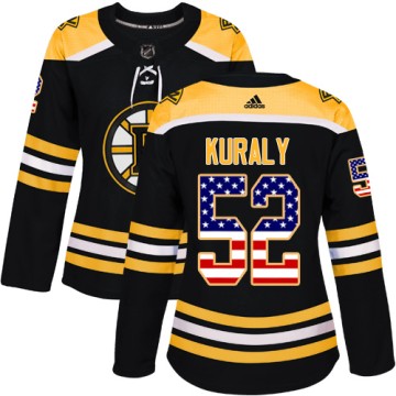 Authentic Adidas Women's Sean Kuraly Boston Bruins USA Flag Fashion Jersey - Black