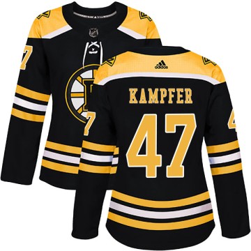 Authentic Adidas Women's Steve Kampfer Boston Bruins Home Jersey - Black