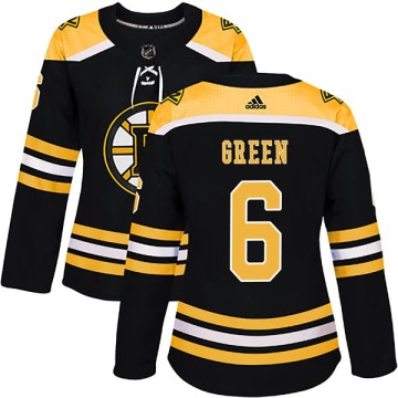 Authentic Adidas Women's Ted Green Boston Bruins Black Home Jersey - Green