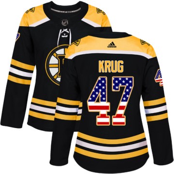 Authentic Adidas Women's Torey Krug Boston Bruins USA Flag Fashion Jersey - Black