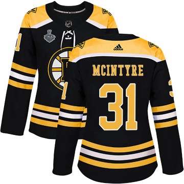 Authentic Adidas Women's Zane McIntyre Boston Bruins Home 2019 Stanley Cup Final Bound Jersey - Black