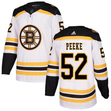 Authentic Adidas Youth Andrew Peeke Boston Bruins Away Jersey - White