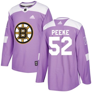 Authentic Adidas Youth Andrew Peeke Boston Bruins Fights Cancer Practice Jersey - Purple