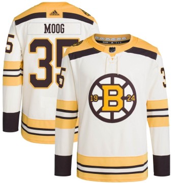 Authentic Adidas Youth Andy Moog Boston Bruins 100th Anniversary Primegreen Jersey - Cream
