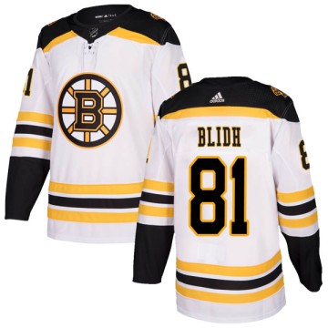 Authentic Adidas Youth Anton Blidh Boston Bruins Away Jersey - White