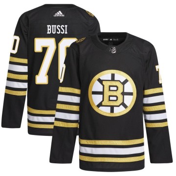 Authentic Adidas Youth Brandon Bussi Boston Bruins 100th Anniversary Primegreen Jersey - Black