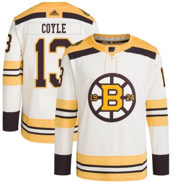 Authentic Adidas Youth Charlie Coyle Boston Bruins 100th Anniversary Primegreen Jersey - Cream