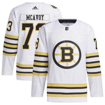 Authentic Adidas Youth Charlie McAvoy Boston Bruins 100th Anniversary Primegreen Jersey - White