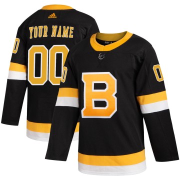 Authentic Adidas Youth Custom Boston Bruins Custom Alternate Jersey - Black