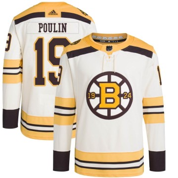 Authentic Adidas Youth Dave Poulin Boston Bruins 100th Anniversary Primegreen Jersey - Cream