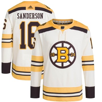 Authentic Adidas Youth Derek Sanderson Boston Bruins 100th Anniversary Primegreen Jersey - Cream