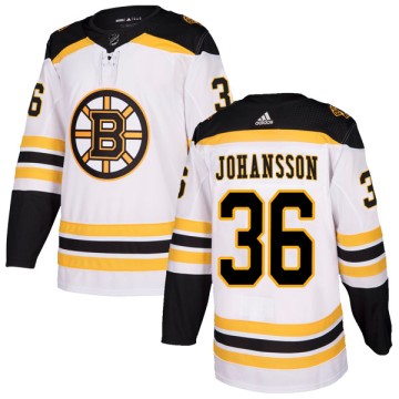 Authentic Adidas Youth Emil Johansson Boston Bruins Away Jersey - White