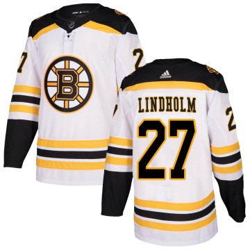 Authentic Adidas Youth Hampus Lindholm Boston Bruins Away Jersey - White