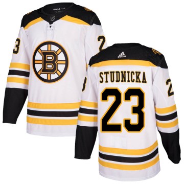 Authentic Adidas Youth Jack Studnicka Boston Bruins Away Jersey - White