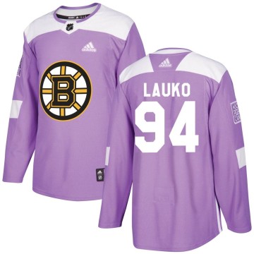 Authentic Adidas Youth Jakub Lauko Boston Bruins Fights Cancer Practice Jersey - Purple