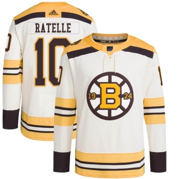 Authentic Adidas Youth Jean Ratelle Boston Bruins 100th Anniversary Primegreen Jersey - Cream