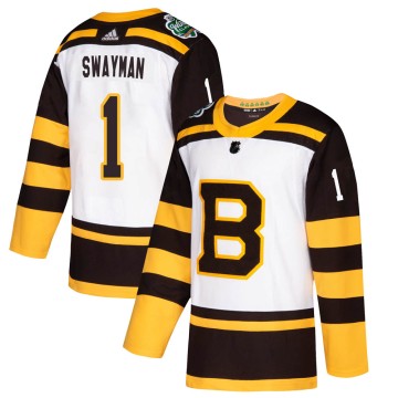 Authentic Adidas Youth Jeremy Swayman Boston Bruins 2019 Winter Classic Jersey - White