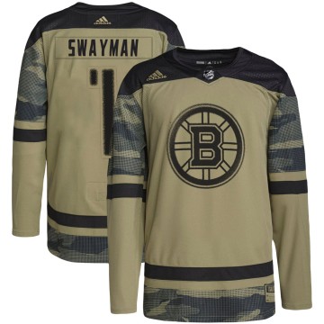 Authentic Adidas Youth Jeremy Swayman Boston Bruins Military Appreciation Practice Jersey - Camo