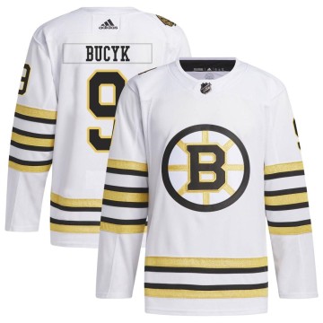 Authentic Adidas Youth Johnny Bucyk Boston Bruins 100th Anniversary Primegreen Jersey - White