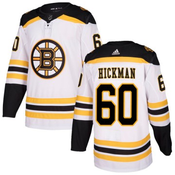 Authentic Adidas Youth Justin Hickman Boston Bruins Away Jersey - White