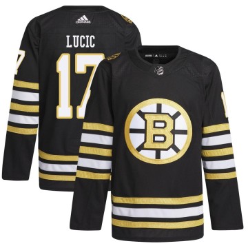 Authentic Adidas Youth Milan Lucic Boston Bruins 100th Anniversary Primegreen Jersey - Black