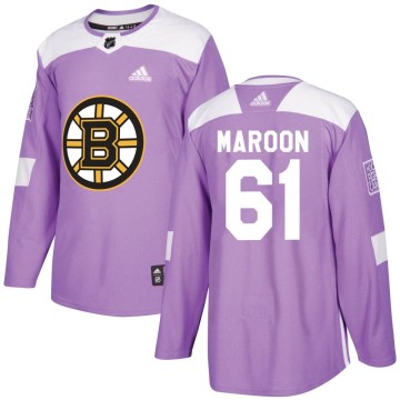 Authentic Adidas Youth Pat Maroon Boston Bruins Fights Cancer Practice Jersey - Purple