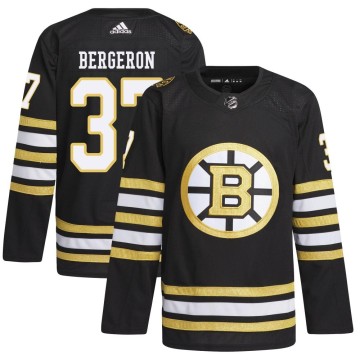 Authentic Adidas Youth Patrice Bergeron Boston Bruins 100th Anniversary Primegreen Jersey - Black