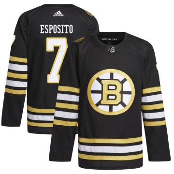 Authentic Adidas Youth Phil Esposito Boston Bruins 100th Anniversary Primegreen Jersey - Black
