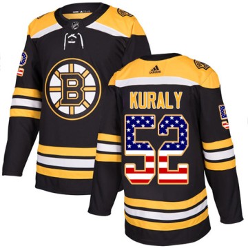 Authentic Adidas Youth Sean Kuraly Boston Bruins USA Flag Fashion Jersey - Black