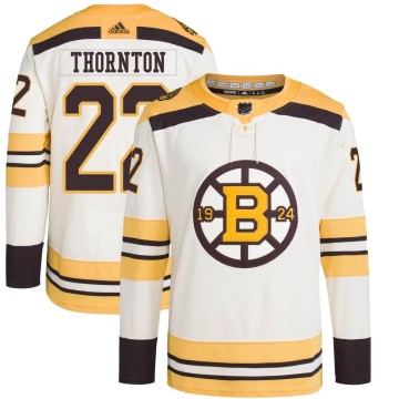 Authentic Adidas Youth Shawn Thornton Boston Bruins 100th Anniversary Primegreen Jersey - Cream