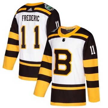 Authentic Adidas Youth Trent Frederic Boston Bruins 2019 Winter Classic Jersey - White