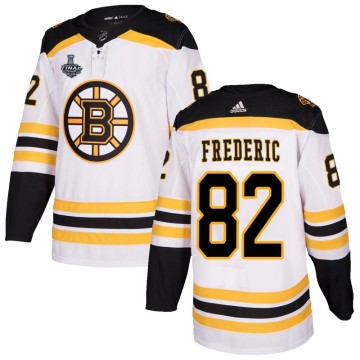 Authentic Adidas Youth Trent Frederic Boston Bruins Away 2019 Stanley Cup Final Bound Jersey - White