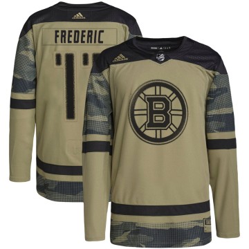 Authentic Adidas Youth Trent Frederic Boston Bruins Military Appreciation Practice Jersey - Camo