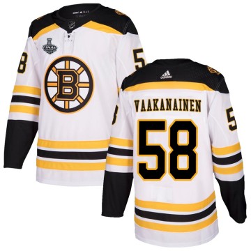 Authentic Adidas Youth Urho Vaakanainen Boston Bruins Away 2019 Stanley Cup Final Bound Jersey - White