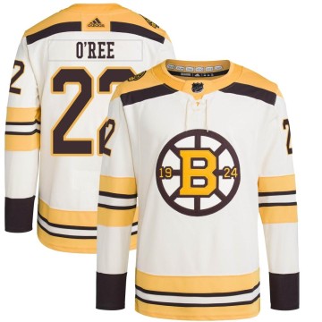 Authentic Adidas Youth Willie O'ree Boston Bruins 100th Anniversary Primegreen Jersey - Cream