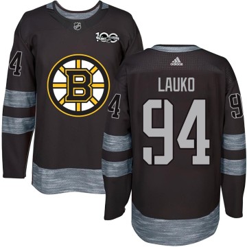 Authentic Men's Jakub Lauko Boston Bruins 1917-2017 100th Anniversary Jersey - Black