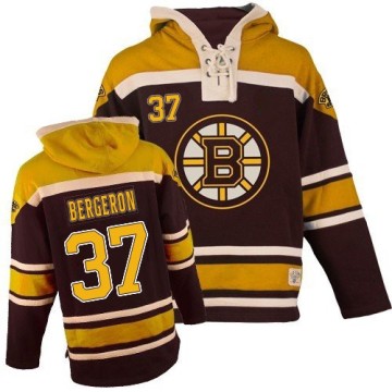 Authentic Youth Patrice Bergeron Boston Bruins Old Time Hockey Sawyer Hooded Sweatshirt - Black