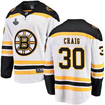 Breakaway Fanatics Branded Men's Jim Craig Boston Bruins Away 2019 Stanley Cup Final Bound Jersey - White