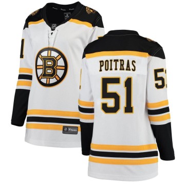 Breakaway Fanatics Branded Women's Matthew Poitras Boston Bruins Away Jersey - White
