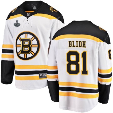 Breakaway Fanatics Branded Youth Anton Blidh Boston Bruins Away 2019 Stanley Cup Final Bound Jersey - White