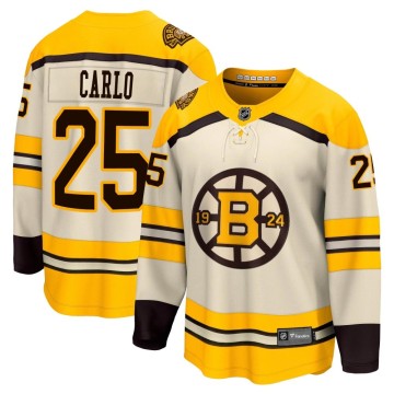 Premier Fanatics Branded Men's Brandon Carlo Boston Bruins Breakaway 100th Anniversary Jersey - Cream