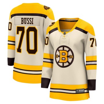 Premier Fanatics Branded Women's Brandon Bussi Boston Bruins Breakaway 100th Anniversary Jersey - Cream