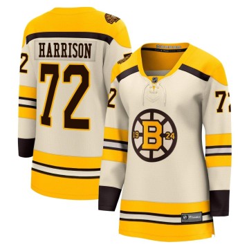 Premier Fanatics Branded Women's Brett Harrison Boston Bruins Breakaway 100th Anniversary Jersey - Cream