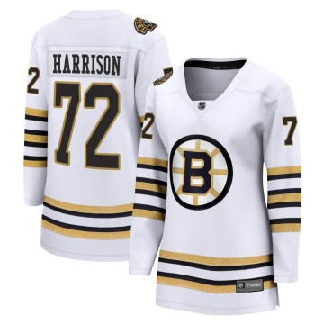 Premier Fanatics Branded Women's Brett Harrison Boston Bruins Breakaway 100th Anniversary Jersey - White