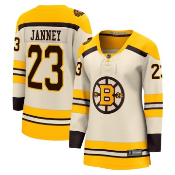 Premier Fanatics Branded Women's Craig Janney Boston Bruins Breakaway 100th Anniversary Jersey - Cream