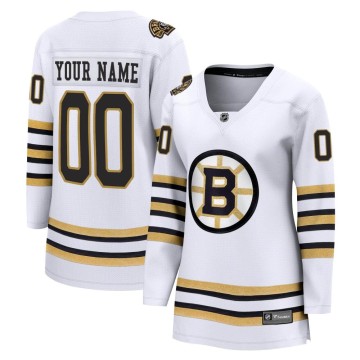 Premier Fanatics Branded Women's Custom Boston Bruins Custom Breakaway 100th Anniversary Jersey - White
