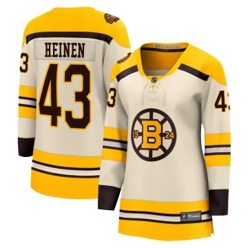 Premier Fanatics Branded Women's Danton Heinen Boston Bruins Breakaway 100th Anniversary Jersey - Cream