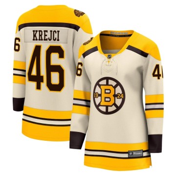 Premier Fanatics Branded Women's David Krejci Boston Bruins Breakaway 100th Anniversary Jersey - Cream