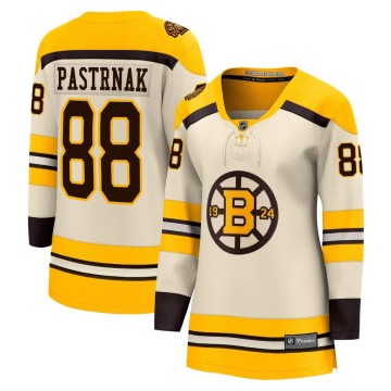 Premier Fanatics Branded Women's David Pastrnak Boston Bruins Breakaway 100th Anniversary Jersey - Cream