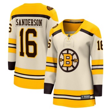 Premier Fanatics Branded Women's Derek Sanderson Boston Bruins Breakaway 100th Anniversary Jersey - Cream